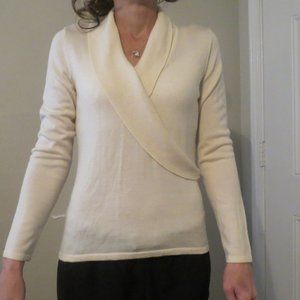 Ann Taylor Loft Wool Blend Cream Knit Sweater Women Med Excellent
